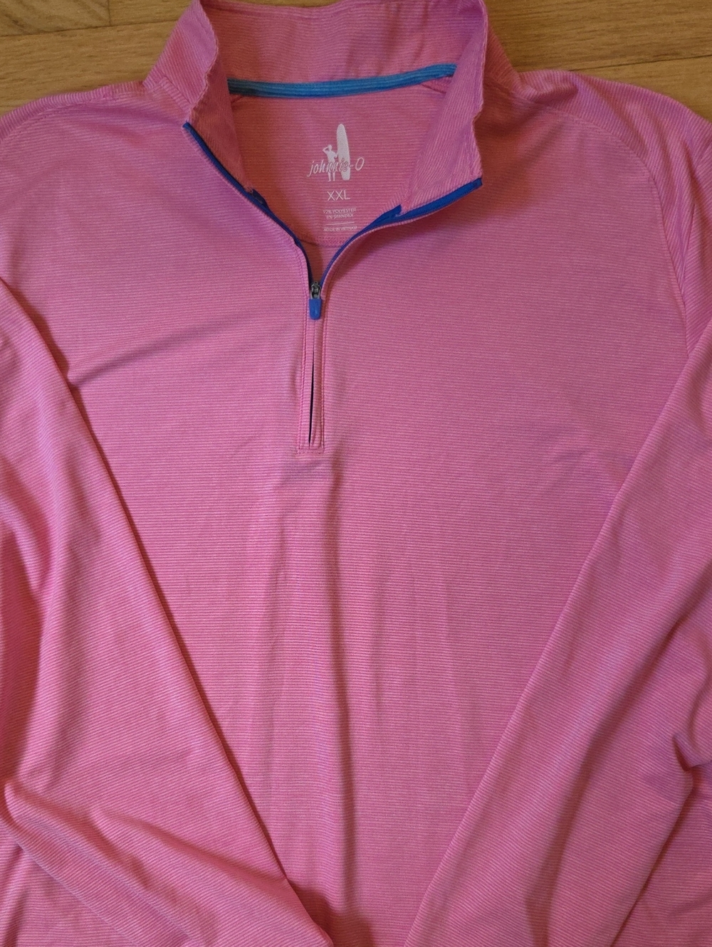 Johnnie-O Pink Striped Performance 1/4 Zip Pullover - Men's XXL